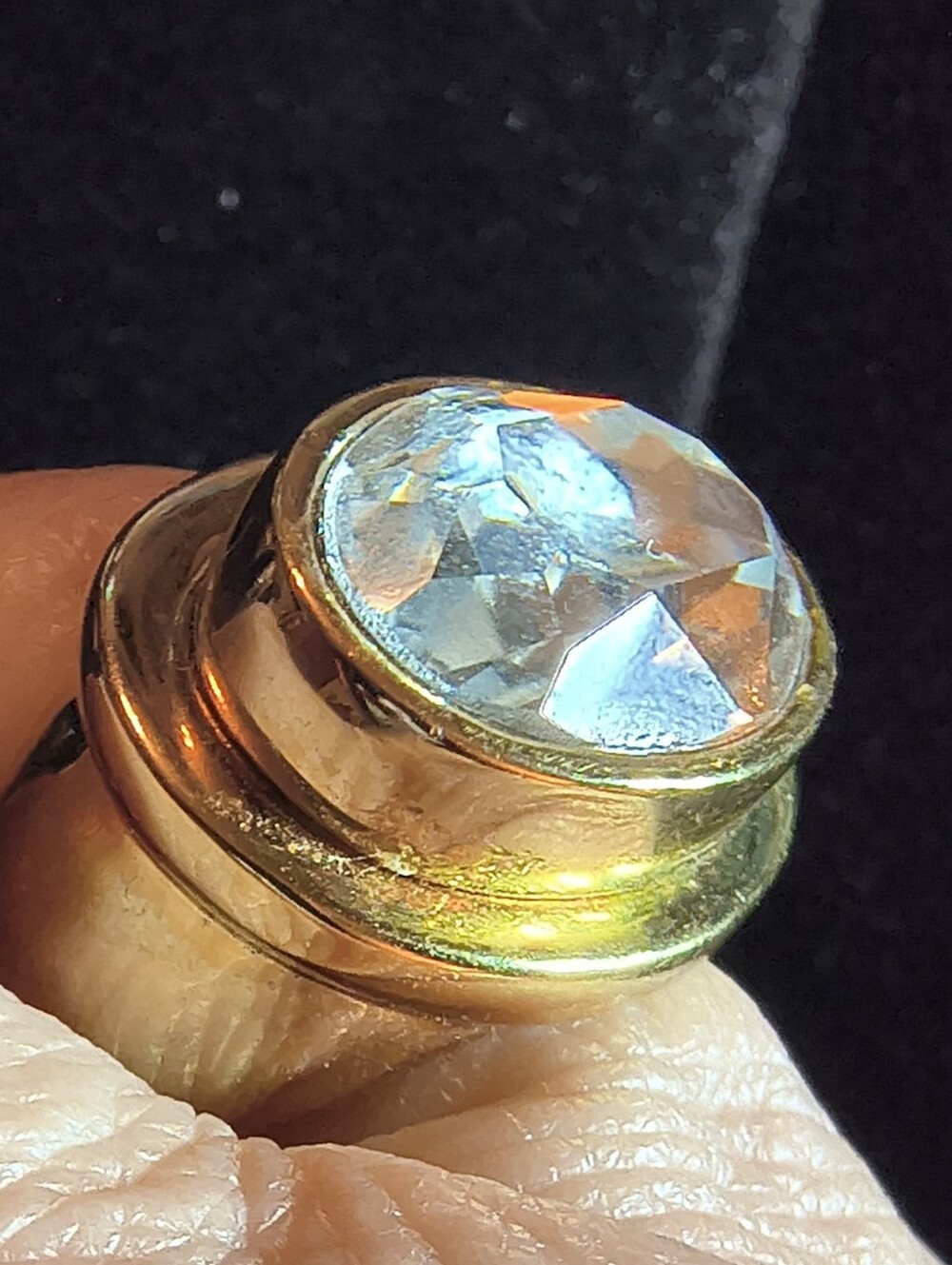 Vintage 1993 AAA+ CZ Ring 18K Triple Gold Plated East West Size 6 - Picture 9 of 13